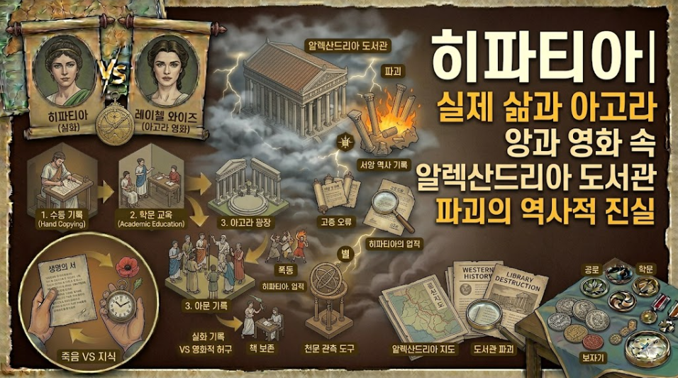 히파티아│실제 삶과 아고라 영화 속 알렉산드리아 도서관 파괴의 역사적 진실